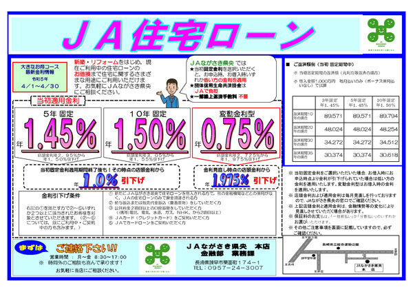 JA住宅ローンチラシ表